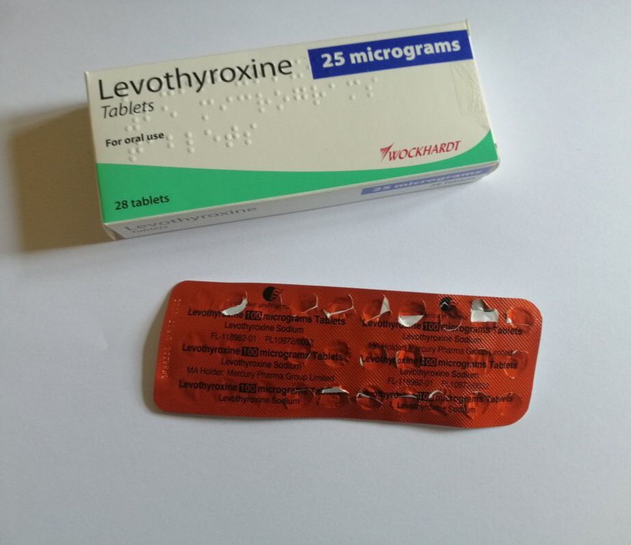 Levothyroxine pack 25mg Wockhardt and blister pack 100mcg Mercury pharma different manufacturer formulations of generic medicine